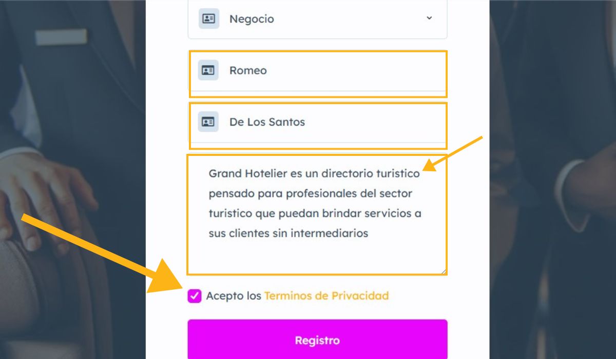 Informacion de tu empresa y terminos y condiciones
